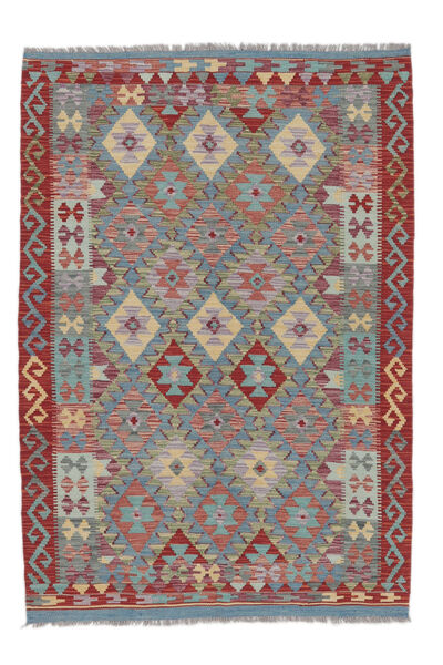  Kilim Afghan Old Style Tappeto 129X187 Orientale Tessuto A Mano Rosso Scuro/Grigio Scuro (Lana, )