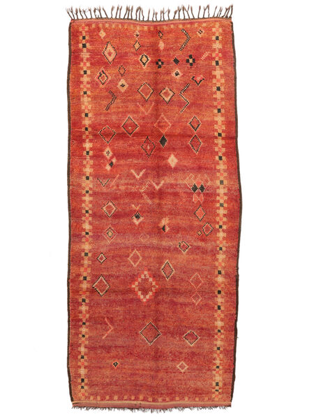 Fatto A Mano Berber Moroccan - Mid Atlas Vintage 144X320 Tappeto Di Lana Rosso Scuro/Rosso Piccolo Tappeto 