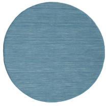  Kilim Loom - Blu Tappeto Ø 150 Moderno Tessuto A Mano Rotondo Blu Turchese/Blu/Azzurro (Lana, India)