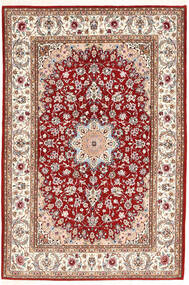 Tappeto Fatto A Mano Isfahan Ordito In Seta Tappeto 132X198 Beige/Rosso ( Persia/Iran)