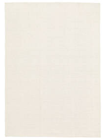  160X230 Monocromatico Kilim Loom Tappeto - Bianco Sporco Lana, 