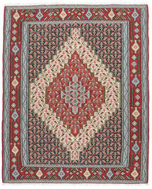  Kilim Senneh Tappeto 116X145 Orientale Tessuto A Mano Nero/Marrone Scuro (Lana, Persia/Iran)