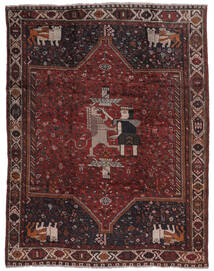 215X285 Tappeto Shiraz Orientale Nero/Rosso Scuro (Lana, Persia/Iran)