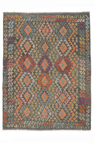  Kilim Afghan Old Style Tappeto 184X246 Orientale Tessuto A Mano Nero/Marrone Scuro/Bianco/Creme (Lana, Afghanistan)