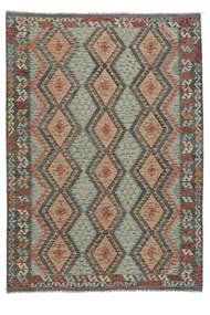  Kilim Afghan Old Style Tappeto 214X299 Orientale Tessuto A Mano Verde Scuro/Bianco/Creme (Lana, Afghanistan)