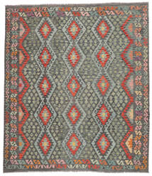  Kilim Afghan Old Style Tappeto 247X285 Orientale Tessuto A Mano Verde Scuro/Marrone (Lana, )