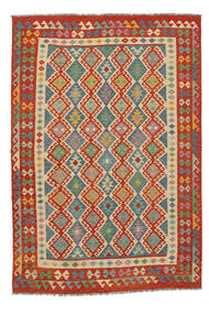  Kilim Afghan Old Style Tappeto 204X294 Orientale Tessuto A Mano Rosso Scuro/Verde (Lana, )