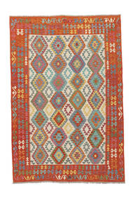  Kilim Afghan Old Style Tappeto 203X302 Orientale Tessuto A Mano Rosso Scuro/Rosso (Lana, )