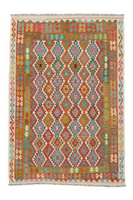  Kilim Afghan Old Style Tappeto 198X293 Orientale Tessuto A Mano Beige/Rosso Scuro (Lana, )
