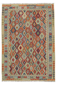  Kilim Afghan Old Style Tappeto 206X294 Orientale Tessuto A Mano Marrone/Giallo Scuro (Lana, )