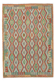  Kilim Afghan Old Style Tappeto 209X301 Orientale Tessuto A Mano Verde/Rosso Scuro (Lana, )
