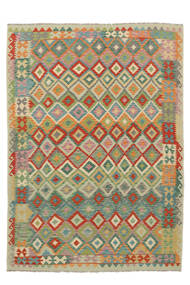  Kilim Afghan Old Style Tappeto 208X288 Orientale Tessuto A Mano Verde Scuro/Bianco/Creme (Lana, Afghanistan)